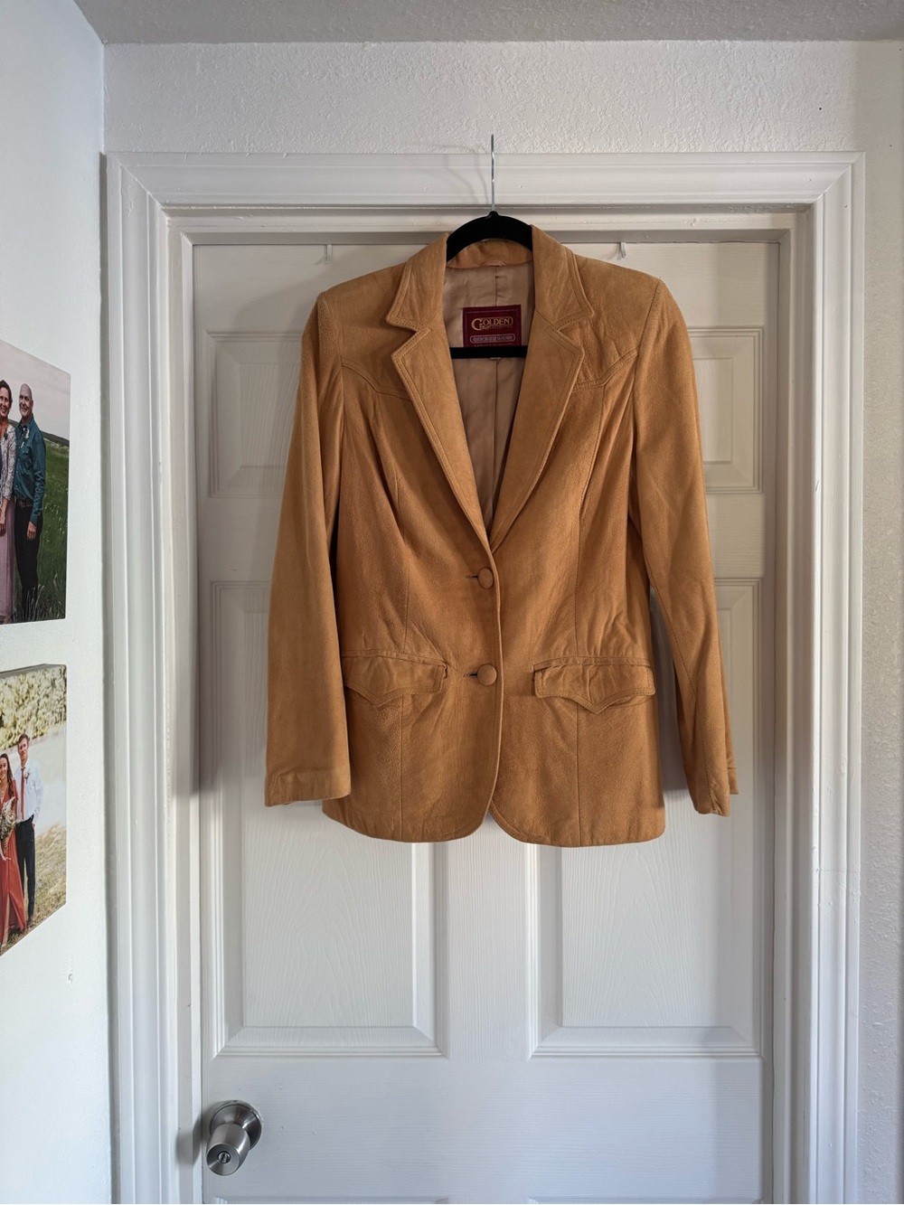 Golden Pioneer Vintage Western Camel Suede Women's Blazer, Size 12